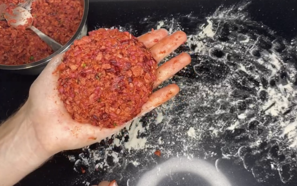 forma de la hamburguesa vegana